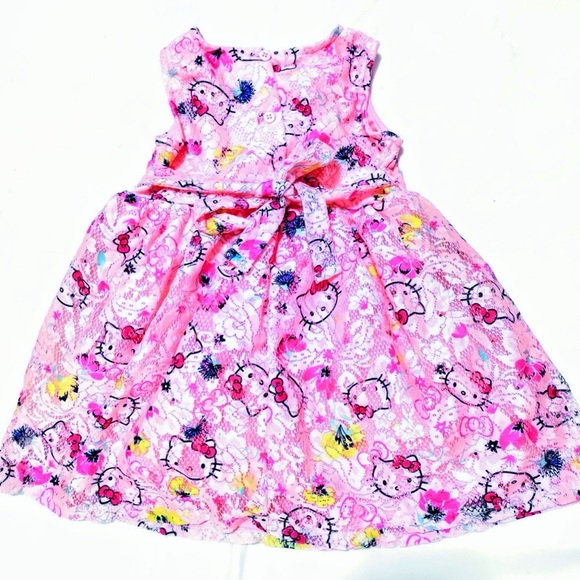 ✨RARE 3T HELLO KITTY DRESS LACE PINK 3T BIRTHDAY DRESS 3T LACE DRESS ✨ - Picture 2 of 7